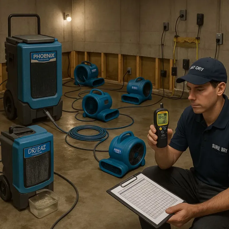 Structural Drying and Dehumidification process in Wurtland, KY